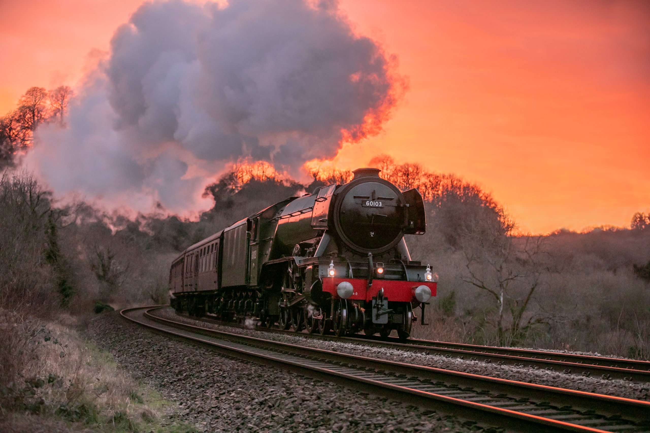 Flying Scotsman traversing the Frampton Mansell viaduct